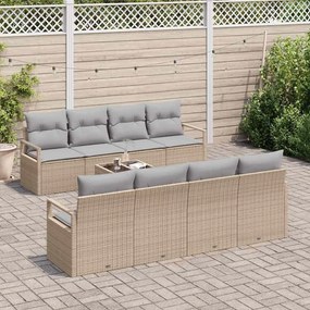 vidaXL Σετ Καναπέ Κήπου με μαξιλάρι 9 pcs Μπεζ, Γκρι 55 x 55 x 37 εκ