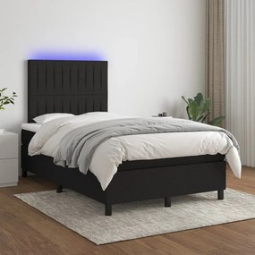 ΚΡΕΒΑΤΙ BOXSPRING ΜΕ ΣΤΡΩΜΑ &amp; LED ΜΑΥΡΟ 120X200 ΕΚ. ΥΦΑΣΜΑΤΙΝΟ 3135023