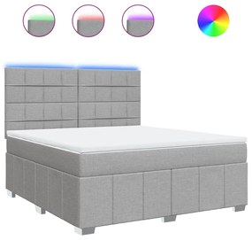 vidaXL Κρεβάτι Boxspring με Στρώμα Ανοιχτό Γκρι 180x200 εκ. Υφασμάτινο