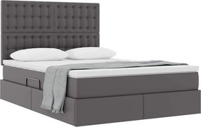 vidaXL Κρεβάτι Αποθήκης με κεφαλάρι Γκρι 140 x 200 cm Τεχνητό Δέρμα