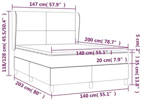 Κρεβάτι Boxspring με Στρώμα Ανοιχτό Γκρι 140x200 εκ. Υφασμάτινο - Γκρι