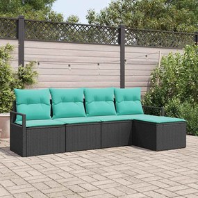 vidaXL Σετ Καναπέ 5 pcs Μαύρο συνθετικό ρατάν