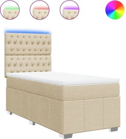 vidaXL Κρεβάτι Boxspring με Στρώμα Κρεμ 100 x 200 εκ. Υφασμάτινο