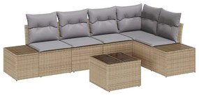 vidaXL Σετ Καναπέ Κήπου 6 pcs Μπεζ Πολυ ράταν