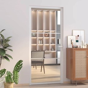 vidaXL Γυάλινη πόρτα 93 x 201,5 cm Αλουμίνιο Λευκό και Διαφανές