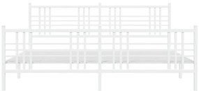 vidaXL Πλαίσιο Κρεβατιού με Κεφαλάρι&Ποδαρικό Λευκό 200x200εκ. Μέταλλο