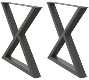 vidaXL Πόδια Τραπεζαρίας 2 τεμ. Ανθρακί 90x(72-73,3) εκ. Ατσάλι