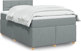 vidaXL Κρεβάτι Boxspring με Στρώμα Ανοιχτό Γκρι 120x200 εκ. Υφασμάτινο