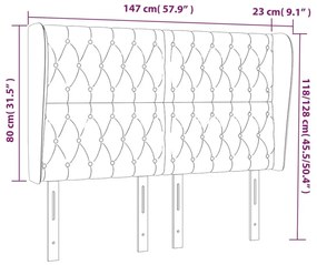 Κεφαλάρι με Πτερύγια Ανοιχτό Γκρι 147x23x118/128 εκ. Βελούδινο - Γκρι