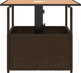 vidaXL Τραπέζι Κήπου με Οπή Ομπρέλας Καφέ 55x55x46,5εκ. Συνθ. Ρατάν