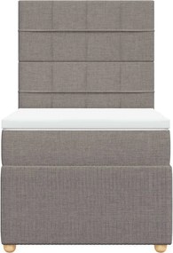 vidaXL Κρεβάτι Boxspring με Στρώμα Taupe 100 x 200 εκ. Υφασμάτινο