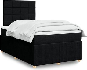 vidaXL Κρεβάτι Boxspring με Στρώμα Μαύρο 120x190 εκ. Υφασμάτινο