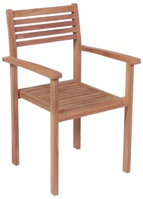 Καρέκλες Κήπου Στοιβαζόμενες 6 τεμ Μασίφ Ξύλο Teak με Μαξιλάρια - Ανθρακί