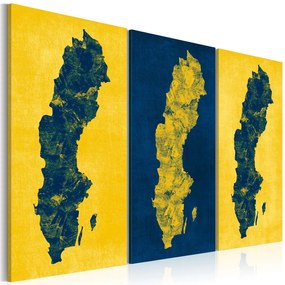Πίνακας - Painted map of Sweden - triptych 60x40