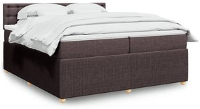 VidaXL Κρεβάτι Boxspring με Στρώμα Σκούρο Καφέ 200x200 εκ. Υφασμάτινο