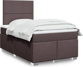 vidaXL Κρεβάτι Boxspring με Στρώμα Σκούρο Καφέ 120x200 εκ. Υφασμάτινο