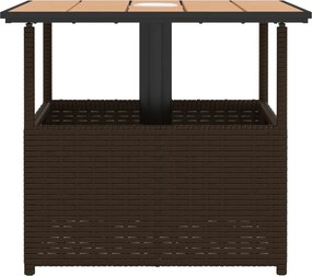 vidaXL Τραπέζι Κήπου με Οπή Ομπρέλας Καφέ 55x55x46,5εκ. Συνθ. Ρατάν