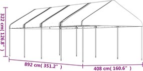 vidaXL Κιόσκι με Τέντα Λευκό 8,92 x 4,08 x 3,22 μ. από Πολυαιθυλένιο