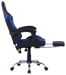 Πολυθρόνα Gaming Skyler Με Ανακλινόμενη Πλάτη Και Υποπόδιο Σε Χρώμα Μαύρο-Μπλε