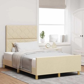 vidaXL Σκελετός Κρεβατιού με κεφαλάρι Κρεμ 120 x 190 cm ύφασμα