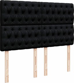 vidaXL Κρεβάτι Boxspring με Στρώμα Μαύρο 140x200 εκ. Υφασμάτινο