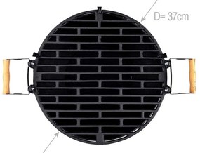 Muhler 1008592 μπάρμπεκιου από χυτοσίδηρο, Ø37 cm, Κάρβουνο, Ρυθμιζόμενη σχάρα, Έλεγχος ροής αέρα, Μαύρο