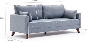 3-Seat Sofa Bella Soft Üçlü Koltuk - Blue Blue