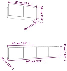 vidaXL Σετ Επίπλων Τηλεόρασης 3 Τεμαχίων Sonoma Δρυς Επεξ. Ξύλο