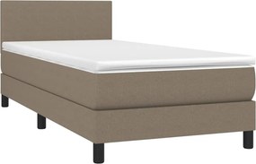 vidaXL Κρεβάτι Boxspring με Στρώμα Taupe 90x200 εκ. Υφασμάτινο