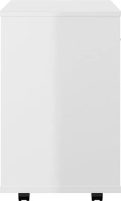 vidaXL Ντουλάπι Τροχήλατο Λευκό Γυαλ. 46 x 36 x 59 εκ. από Επεξ. Ξύλο