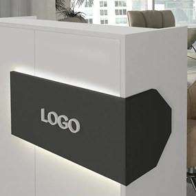 Γραφείο υποδοχής - reception Aloha Megapap με LED χρώμα λευκό - ανθρακί 95,5x40x110,3εκ.