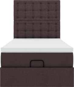 vidaXL Οθωμανικό κρεβάτι με στρώμα σκούρο καφέ 90x190cm ύφασμα