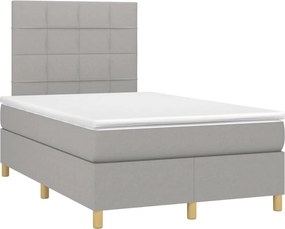 vidaXL Κρεβάτι Boxspring με Στρώμα &amp; LED Αν.Γκρι 120x200 εκ Υφασμάτινο