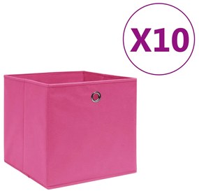 Κουτιά Αποθήκευσης 10 τεμ. Ροζ 28x28x28 εκ. Ύφασμα Non-woven