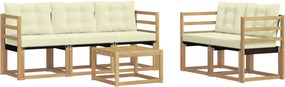 vidaXL Σειρά Καναπέ Εξωτερικού με μαξιλάρι 6 pcs Λευκό και Κρεμ