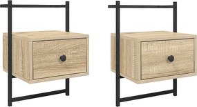 vidaXL Κομοδίνα Επιτοίχια 2 τεμ. Sonoma Δρυς 35x30x51 εκ Επεξεργ. Ξύλο