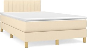 vidaXL Κρεβάτι Boxspring με Στρώμα Κρεμ 120x200 εκ. Υφασμάτινο