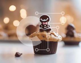 Intra Συλλεκτικό Ξύλινο Παζλ Plywood  4mm - Gingerbread Man Cupcake Σε Ξύλινο Κουτί - Διαστάσεις: 10x10 cm – 25 κομμάτια