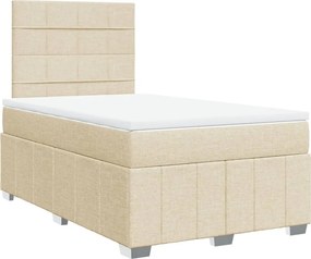vidaXL Κρεβάτι Boxspring με Στρώμα Κρεμ 120x190 εκ. Υφασμάτινο