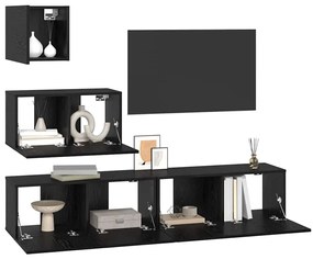 vidaXL Σετ επίπλου τηλεόρασης 3 pcs Μαύρη Οξυά Επεξεργασμένο ξύλο