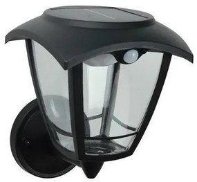 Ηλιακό Φωτιστικό Τοίχου Απλίκα LED 3W Ανιχνευτής Κίνησης Μαύρο Dimmer Φανάρι IP44 145-20860 Eurolamp-145-20860-Μαύρο 145-20860