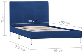 Πλαίσιο Κρεβατιού Μπλε 90 x 200 εκ. Υφασμάτινο - Μπλε