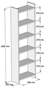 ΒΙΒΛΙΟΘΗΚΗ ΜΕΛΑΜΙΝΗΣ ΛΕΥΚΗ HM9226.11 48,5x22x160Υ εκ. - 0533978 - HM9226.11