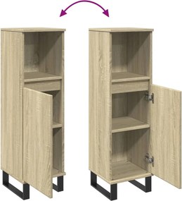 vidaXL Ντουλάπι Μπάνιου Sonoma Δρυς 30x30x100 εκ. Επεξεργασμένο Ξύλο