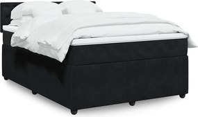 vidaXL Κρεβάτι Boxspring με Στρώμα Μαύρο 160x200 εκ. Βελούδινο