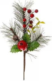 Κλαδί Πικ Με Ρόδι &amp; Πευκοβελόνες 54057 33cm Green-Red