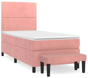 ΚΡΕΒΑΤΙ BOXSPRING ΜΕ ΣΤΡΩΜΑ ΡΟΖ 100X200 ΕΚ. ΒΕΛΟΥΔΙΝΟ 3137772