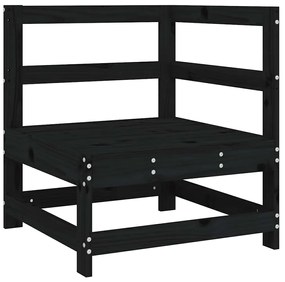 vidaXL Καναπές Γωνιακός με Μαξιλάρια Μαύρος από Μασίφ Ξύλο Πεύκου