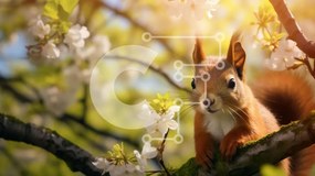 Intra Συλλεκτικό Ξύλινο Παζλ Plywood 4mm - Κόκκινος σκίουρος στη φύση με ανθισμένα λουλούδια Σε Ξύλινο Κουτί - Διαστάσεις: 10x10 cm – 25 κομμάτια