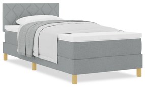 vidaXL Κρεβάτι με Βάση και Στρώμα Ανοιχτό Γκρι 90x200 εκ. Ύφασμα